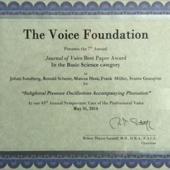 Award Voice Foundation Best-paper